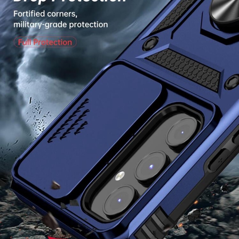 Samsung Galaxy S25 Ultra Case Cover Sleek Blue with Rotating Ring Stand - Picture 2 of 9